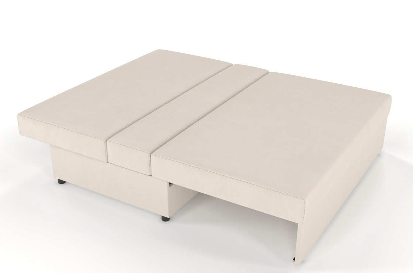 Beżowa rozkładana sofa Dancan OLGA z funkcją spania i pojemnikiem na pościel / szerokość 156 cm