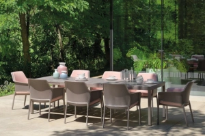 Zestaw mebli do ogrodu - rozkładany stół RIO 210-280 cm + 8 krzeseł NET RELAX