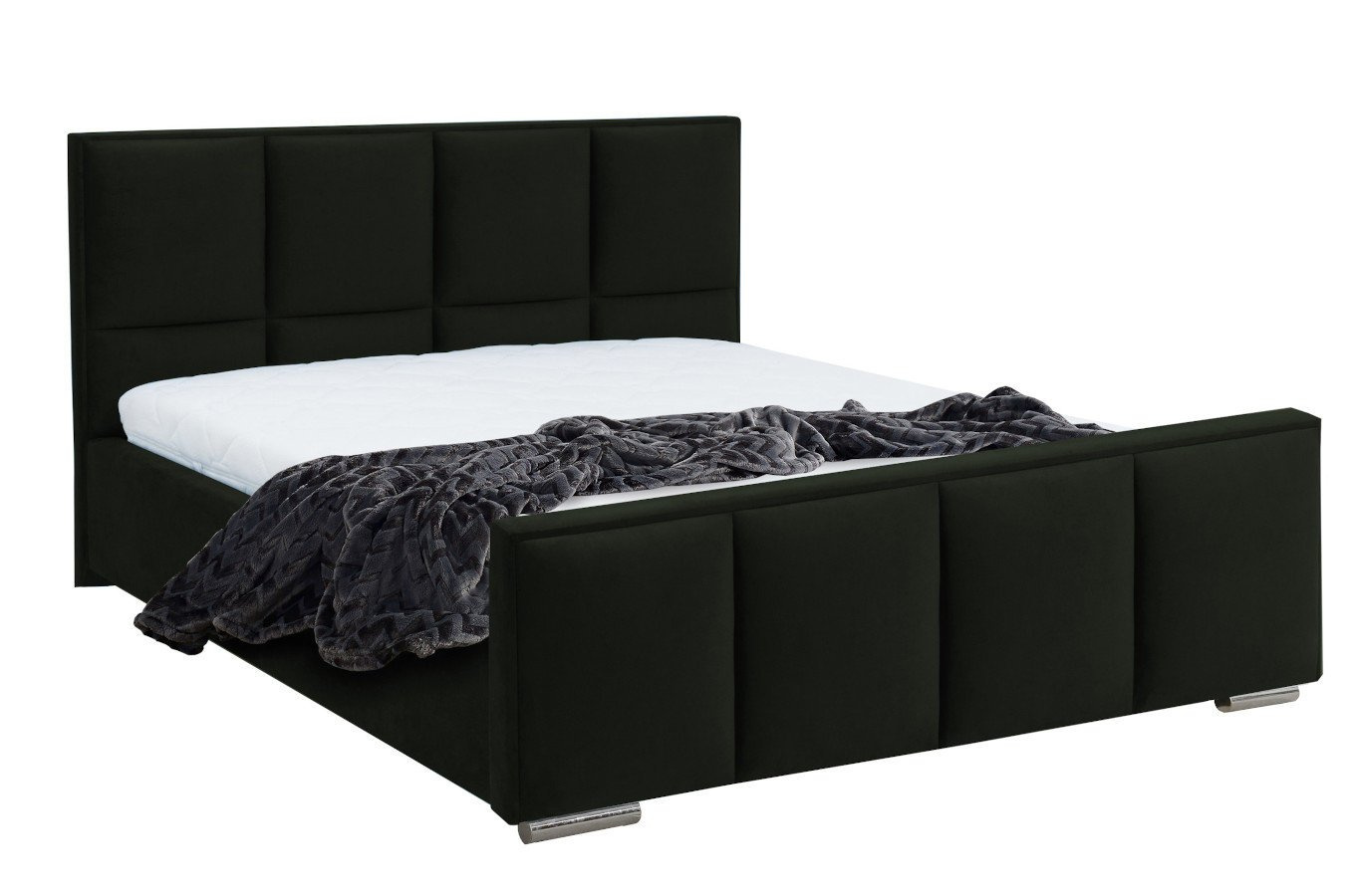 Klasyczne łóżko tapicerowane do sypialni ASPEN z przeszyciami