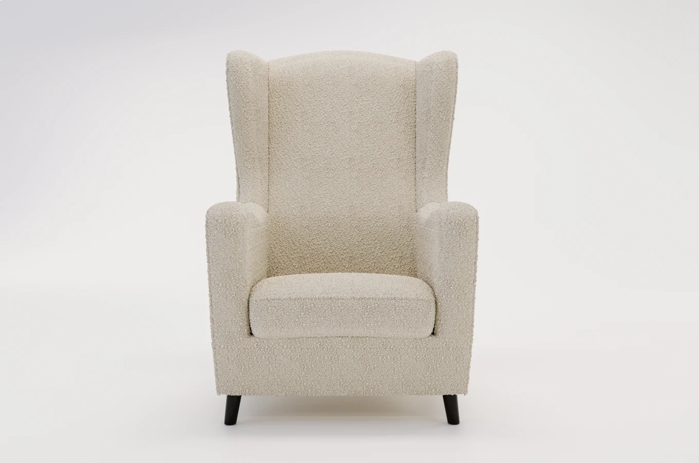 Fotel uszak Skandica AGNETA w tkaninie boucle / nóżki czarne