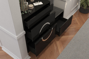 Czarno-srebrne siedzisko z pojemnikiem Dancan EVELINE wysoki połysk / szer. 60 cm