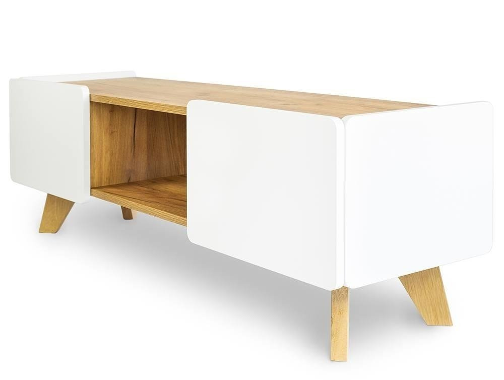 Szafka RTV Skandica LETT 02 na dębowych nogach / szer. 135 cm