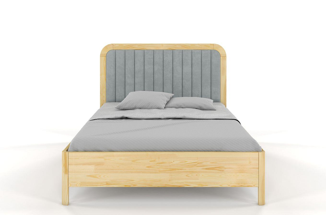 Tapicerowane łóżko drewniane sosnowe Visby MODENA BC z wysokim zagłówkiem / 180x200 cm, kolor naturalny, zagłówek Casablanca 2314 (skrzynia na pościel)