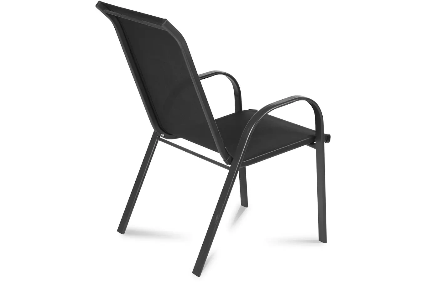 Czarne metalowe krzesło ogrodowe MALAGA z materiałowym siedziskiem