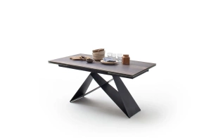 Nowoczesny rozkładany stół KOBE z ceramicznym blatem na metalowych nogach, kolor ciemne drewno / 160-240 x 90 cm