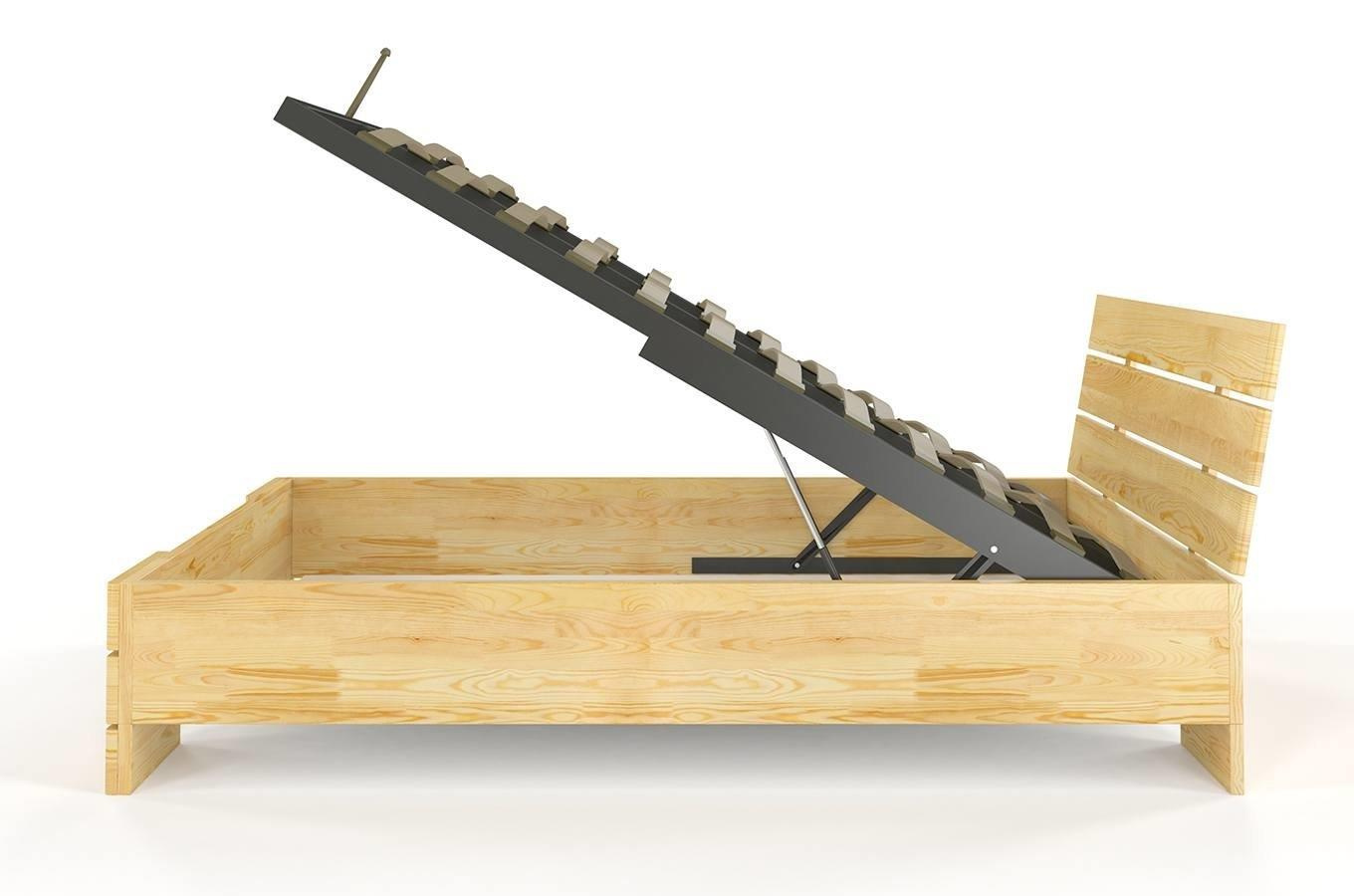 Łóżko drewniane sosnowe Visby Sandemo HIGH & BC (Skrzynia na pościel) / 180x200 cm, kolor palisander