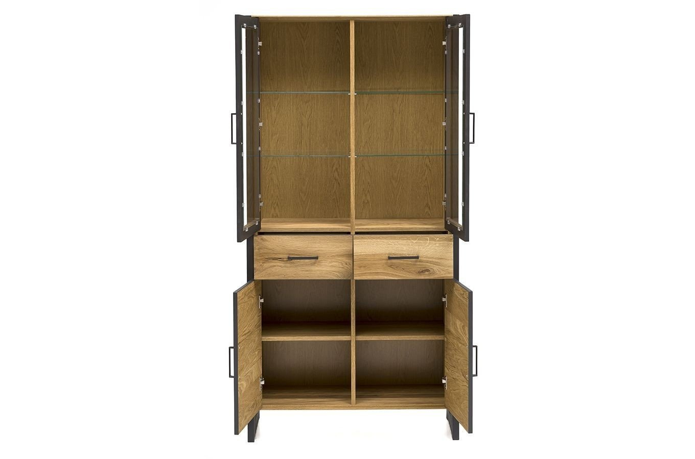 Nowoczesna dębowa witryna ze szklanymi drzwiami TURID 2S4D / szer. 97,5 cm