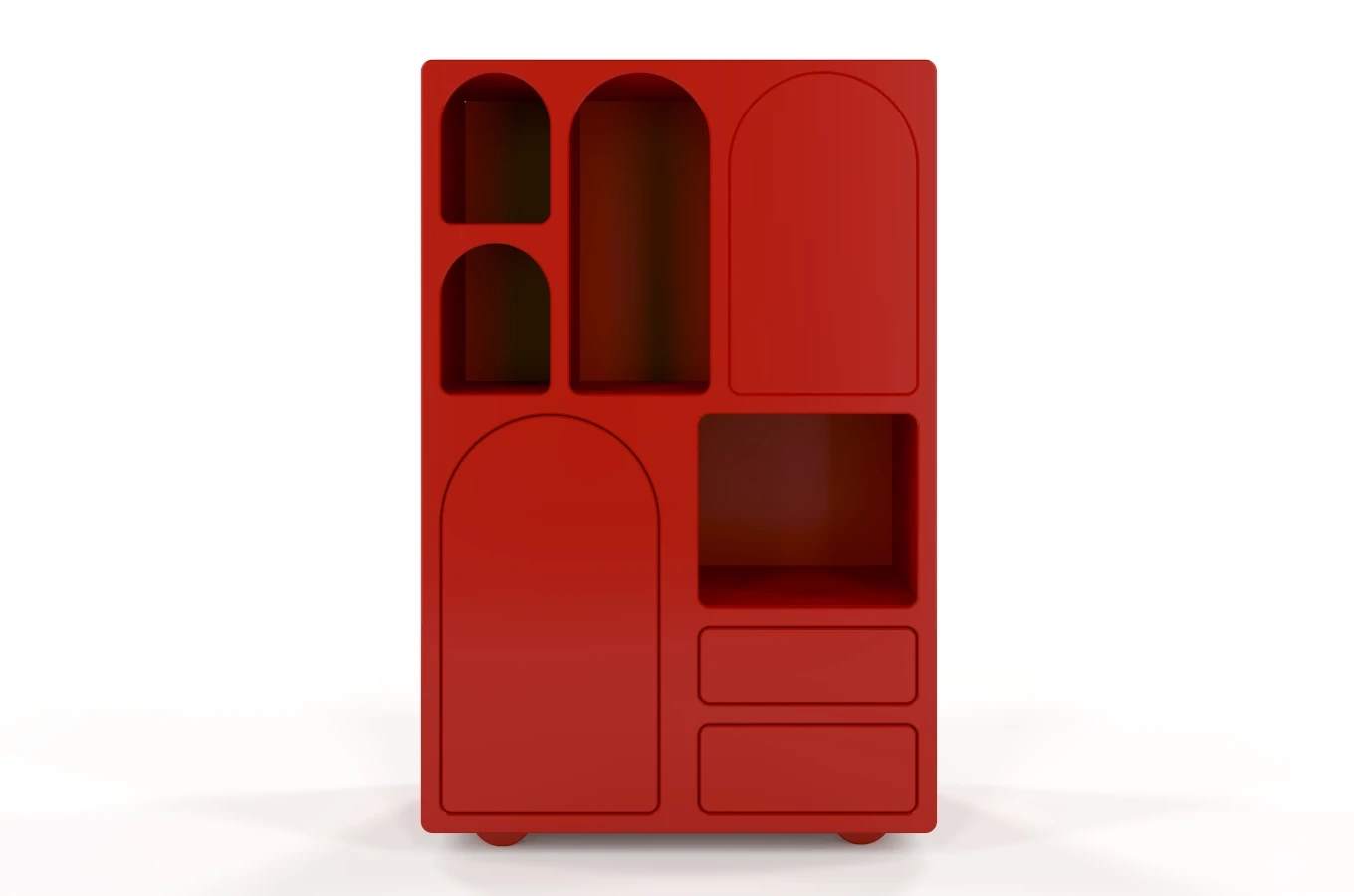 Drewniana komoda z łukami Visby OLIMPIA HIGH / kolor bordowy / szer. 80 cm