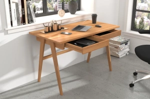 Drewniane bukowe biurko / toaletka z szufladami Visby EDDA / kolor naturalny