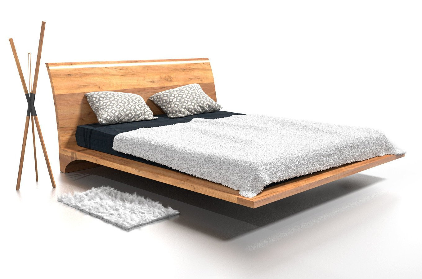 Drewniane łóżko do sypialni RAY