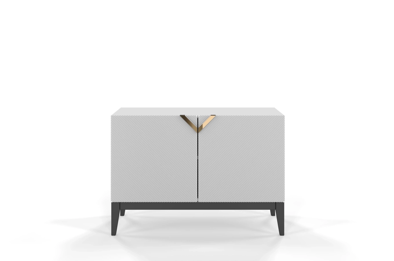 Drewniana komoda Visby DEMI LONG 2D / kolor biały + czarne nogi / szer. 100,5 cm