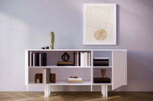 Biała komoda Skandica VIGGE z lamelami / szer. 149 cm