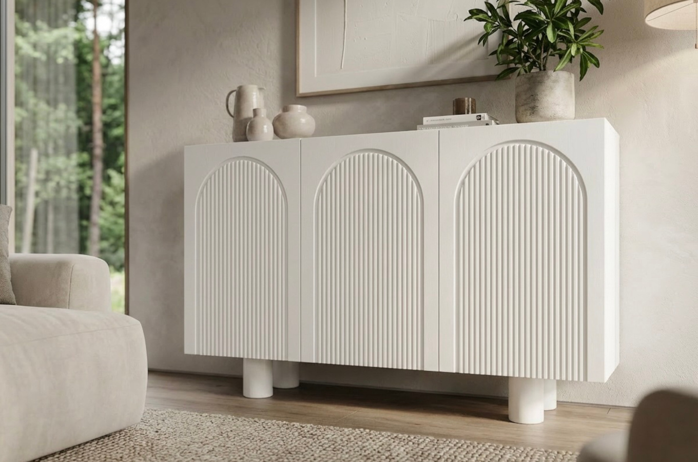 Biała komoda z łukami Skandica RITA / szer. 135 cm