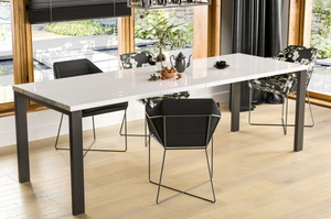 Nowoczesny rozkładany stół GARANT 130-220 x 80 cm (biały połysk)