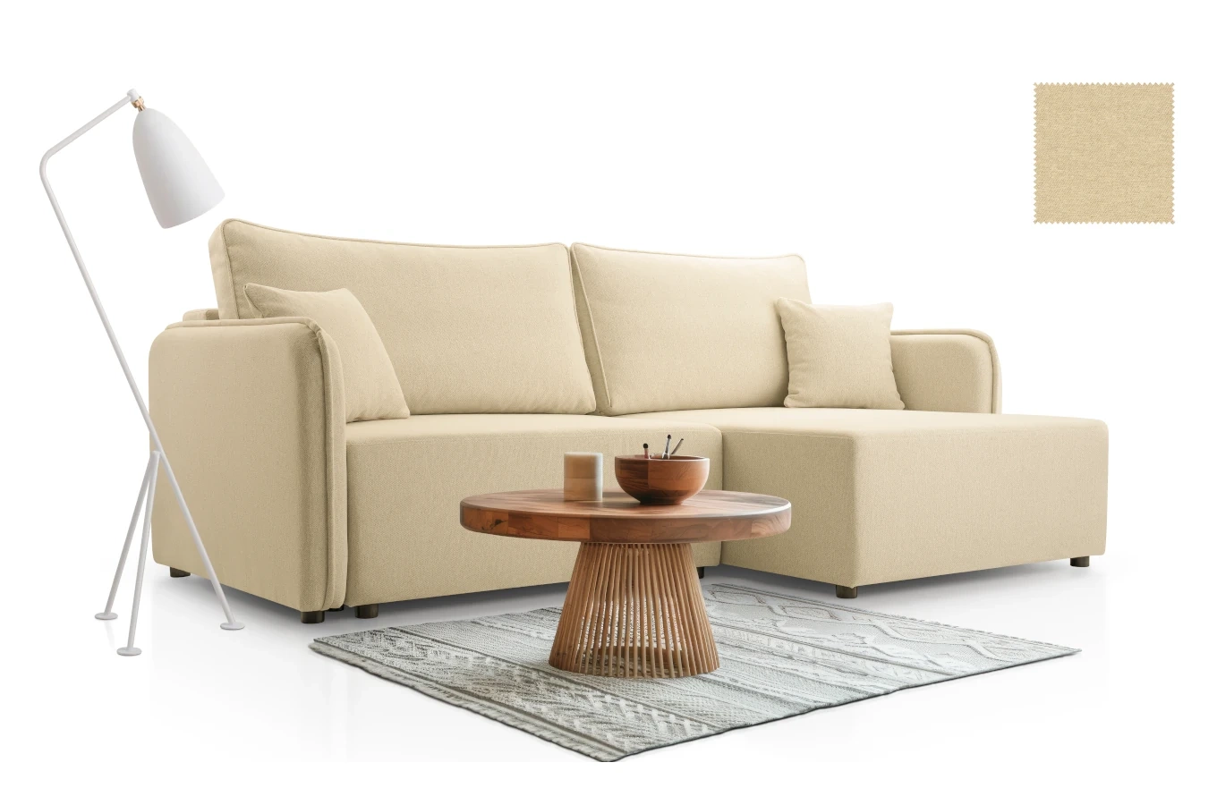 Nowoczesny rozkładany narożnik MUSA z pojemnikiem na pościel