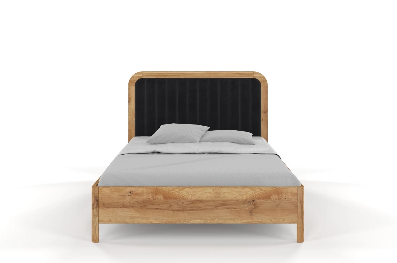 Tapicerowane łóżko drewniane dębowe Visby MODENA z wysokim zagłówkiem / 120x200 cm, olej naturalny, zagłówek Casablanca 2316