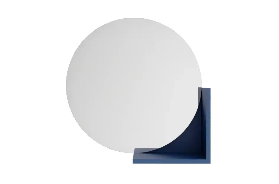 Okrągłe granatowe lustro z półką Skandica LUCIJA  / średnica 60 cm