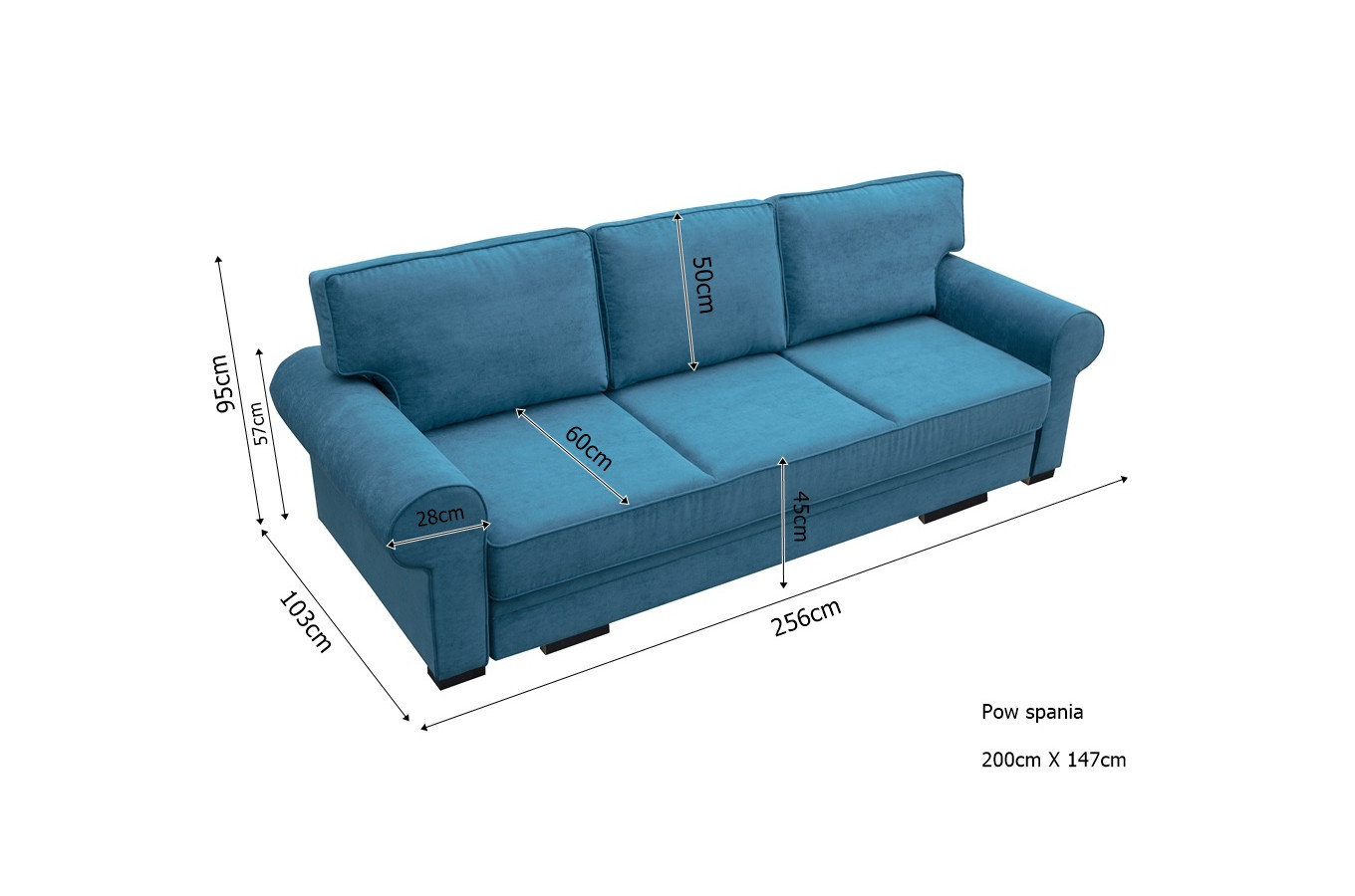 Elegancka rozkładana sofa CHESTER z pojemnikiem na pościel