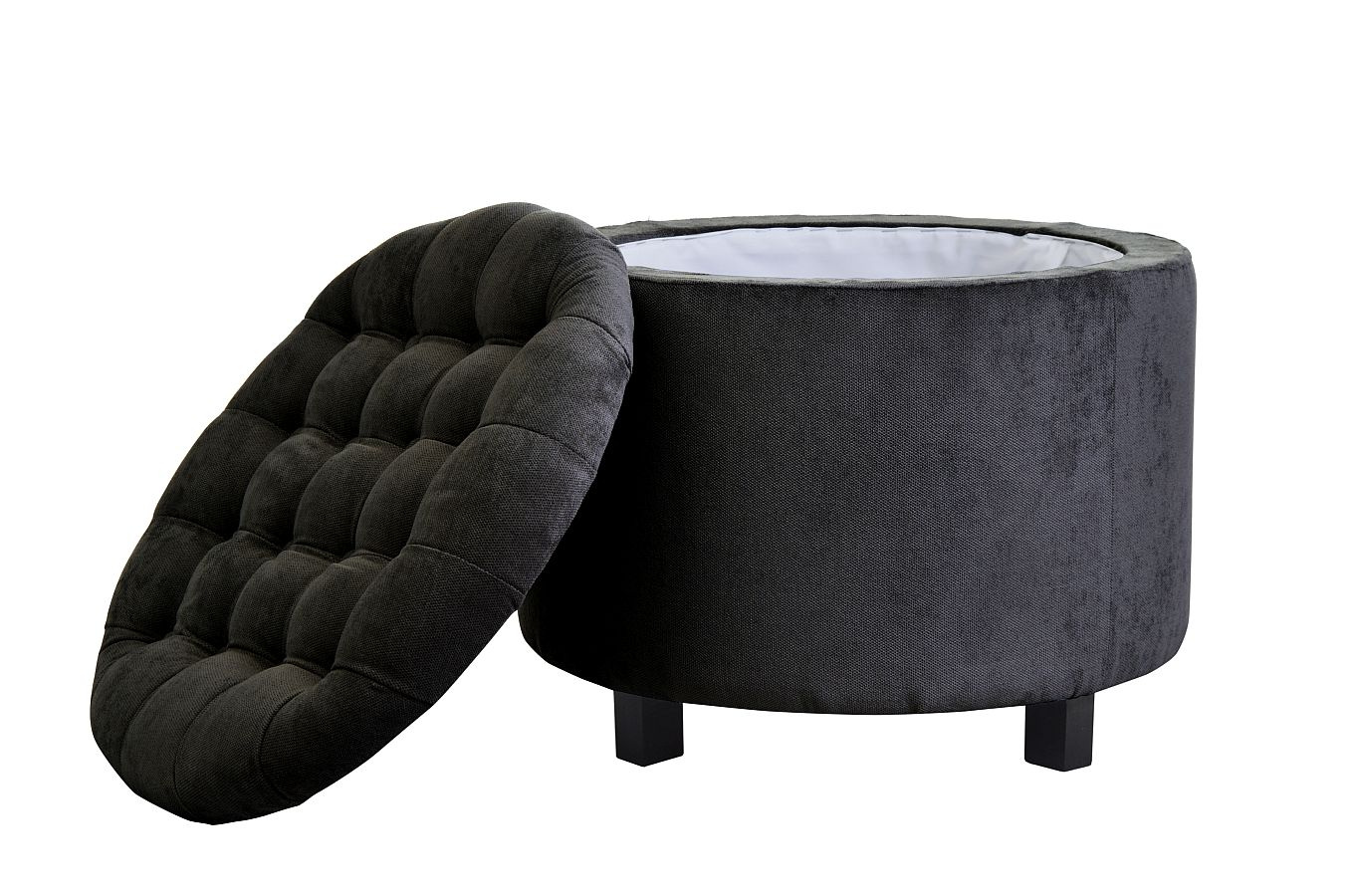 Tapicerowany puf ze schowkiem POMPADOUR i zdejmowanym siedziskiem