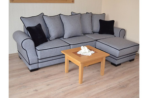 Elegancki narożnik GENEVA w angielskim stylu z funkcją spania i pojemnikiem na pościel