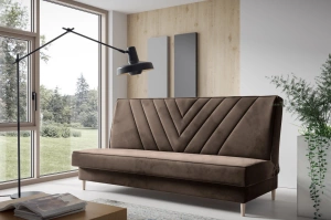Nowoczesna sofa VAIANA w skandynawskim stylu z funkcją spania i pojemnikiem na pościel
