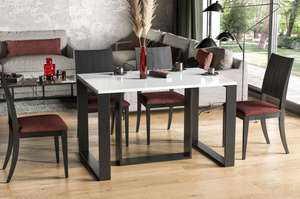Nowoczesny rozkładany stół BORYS na metalowych nogach 130-330 x 80 cm (biały połysk)