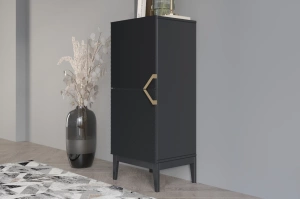 Drewniana komoda Visby DEMI HIGH 2D / kolor czarny / szer. 50,5 cm