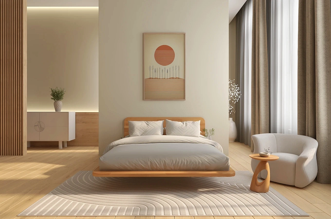 Wysyłka w 48h! Łóżko lewitujące drewniane bukowe Skandica JAPANDIC / 120x200 cm, kolor naturalny