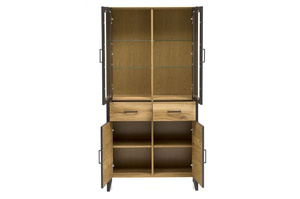 Nowoczesna dębowa witryna ze szklanymi drzwiami TURID 2S4D / szer. 97,5 cm