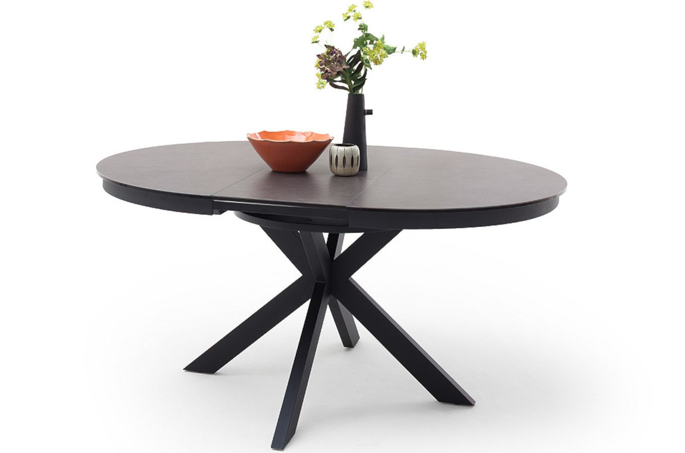 Okrągły rozkładany stół WINNIPEG na metalowych nogach / 120-160 x 120 cm