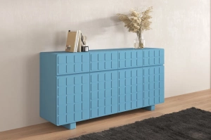 Nowoczesna komoda z frontami 3D Skandica CUBO LONG / kolor pastelowy niebieski / szer. 169 cm