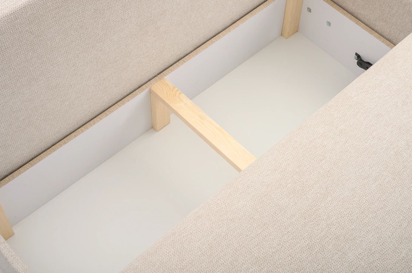 Nowoczesny rozkładany narożnik PIKSI z pojemnikiem na pościel