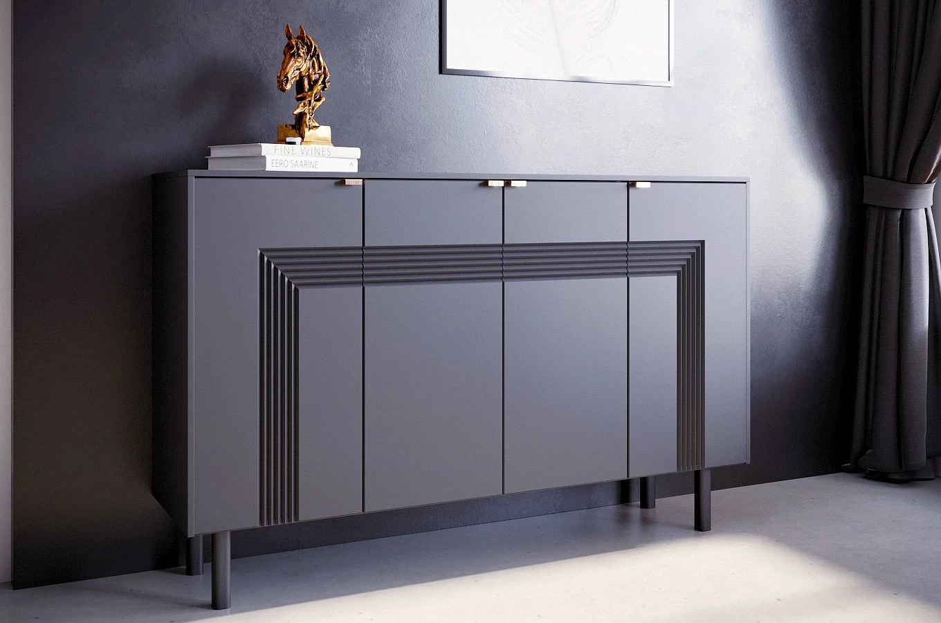 Czarna komoda Dancan YOKO / szer. 156 cm