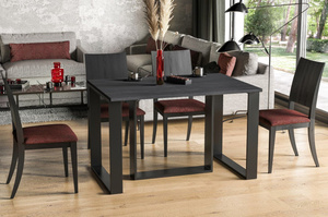 Nowoczesny rozkładany stół BORYS na metalowych nogach 130-210 x 80 cm (ciemny beton)