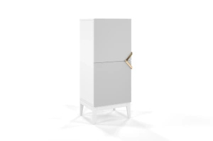 Drewniana komoda Visby DEMI HIGH 2D / kolor biały + białe nogi / szer. 50,5 cm