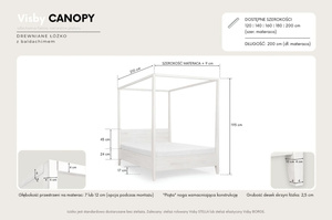 Łóżko drewniane sosnowe z baldachimem Visby CANOPY