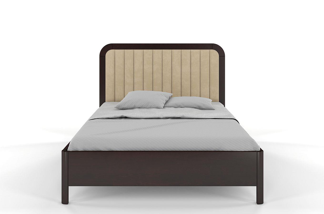 Tapicerowane łóżko drewniane sosnowe Visby MODENA BC z wysokim zagłówkiem