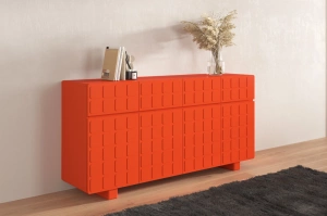 Nowoczesna komoda z frontami 3D Skandica CUBO LONG / kolor marsala / szer. 169 cm