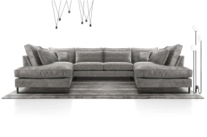 Nowoczesny narożnik LAURENTIA U z metalowymi nogami