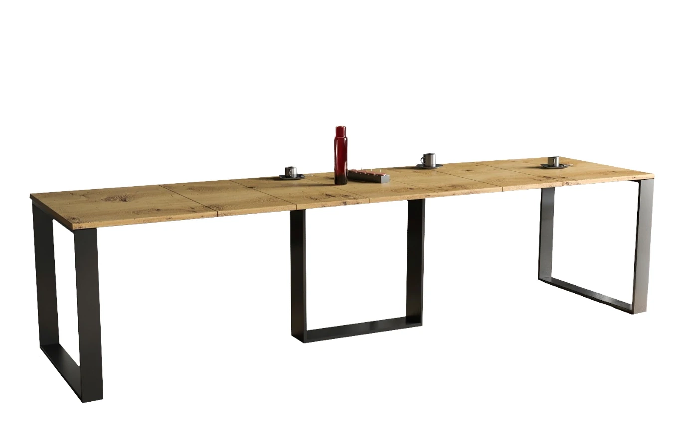 Nowoczesny rozkładany stół BORYS MAX na metalowych nogach 130-330 x 85 cm (dąb artisan)