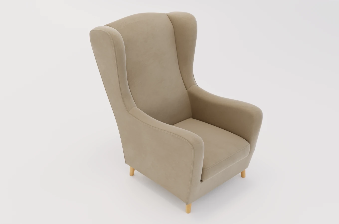Beżowy fotel uszak Skandica AGNETA / nóżki naturalne