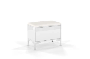 Biało-srebrne siedzisko z pojemnikiem Dancan EVELINE wysoki połysk / szer. 60 cm