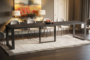 Nowoczesny rozkładany stół BORYS MAX na metalowych nogach 130-250 x 85 cm (ciemny beton)