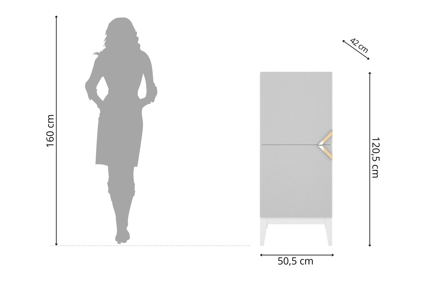 Drewniana komoda Visby DEMI HIGH 2D / kolor biały + białe nogi / szer. 50,5 cm