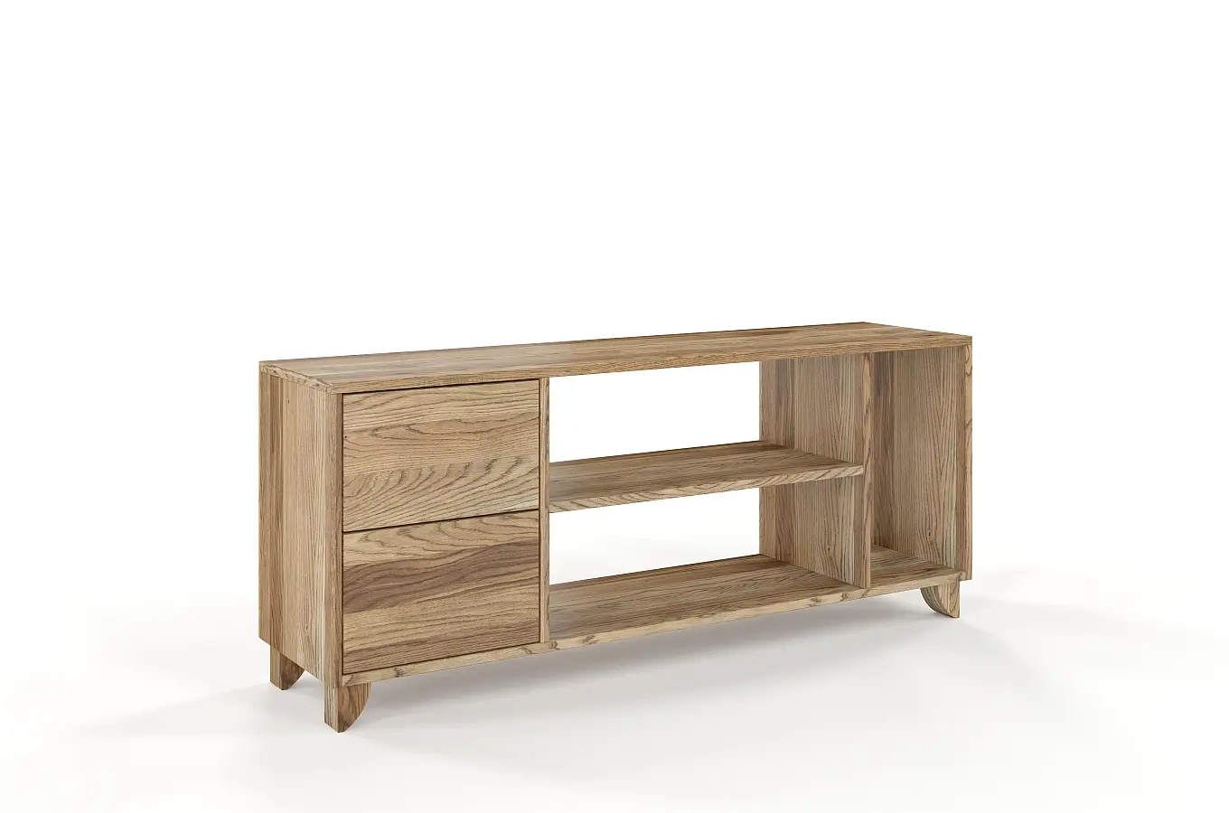 Drewniana szafka RTV dębowa Visby VIVECA na nóżkach / szer. 140 cm