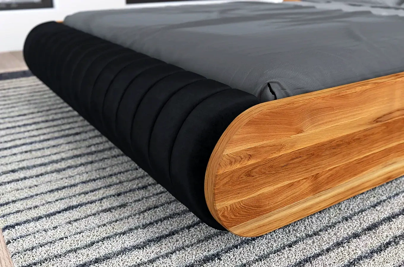 Łóżko lewitujące drewniane dębowe Visby HARALD / 200x200 cm, olej retro, zagłówek Catch Me 01