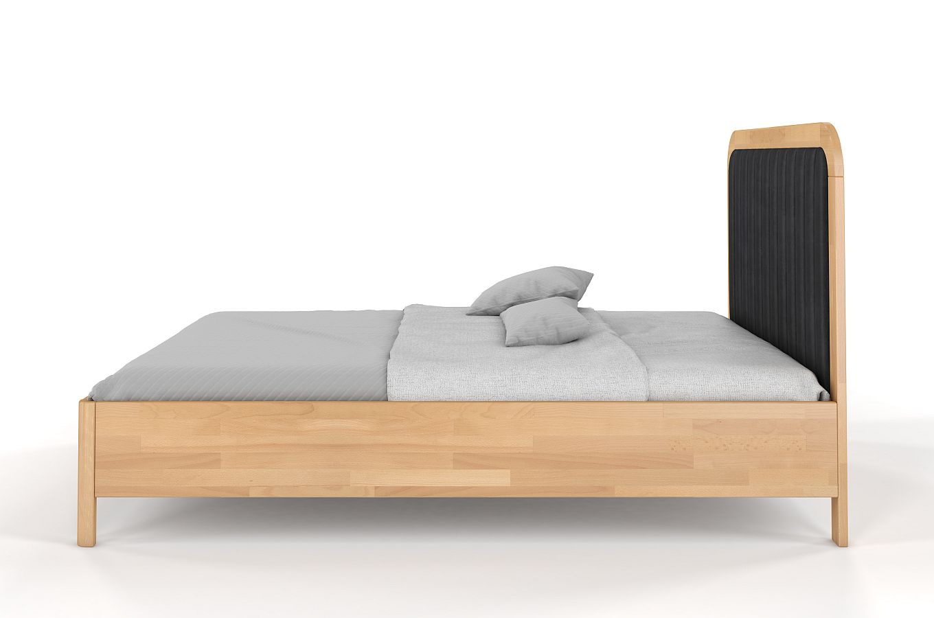 Tapicerowane łóżko drewniane bukowe Visby MODENA z wysokim zagłówkiem