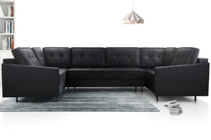 Duży nowoczesny narożnik ZANZIBAR U z funkcją spania i pojemnikiem na pościel