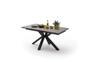 Nowoczesny rozkładany stół NAGANO z ceramicznym blatem na metalowych nogach, kolor antracyt / 160-240 x 90 cm