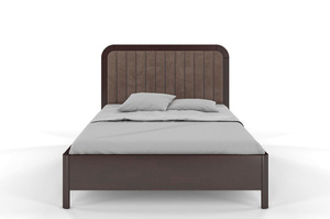 Tapicerowane łóżko drewniane bukowe Visby MODENA z wysokim zagłówkiem / 200x200 cm, kolor palisander, zagłówek Casablanca 2306